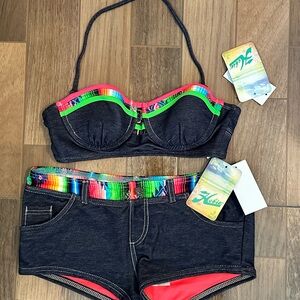 Colorful Denim Bikini Set